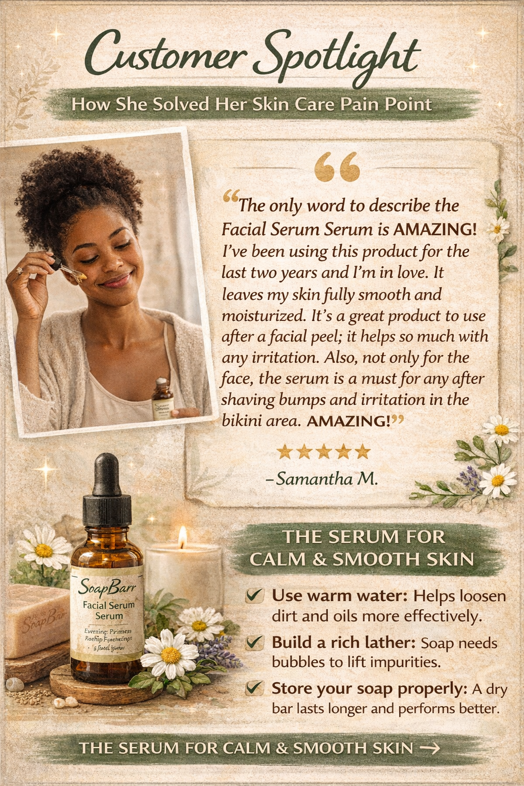 Customer Spotlight: Sharing a real testimonial and how SoapBarr solved a skin "pain point."