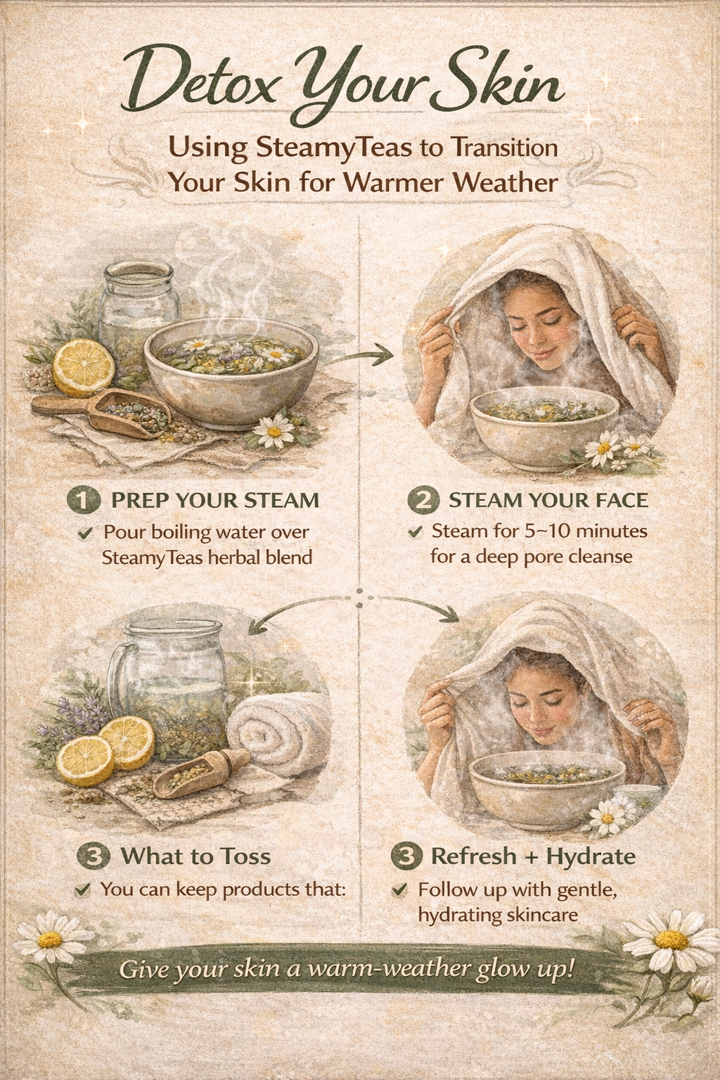 Detox Your Skin: Using SteamyTeas to transition your skin for warmer weather.